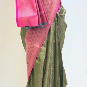 Olive Pink Jacquard Premium Saree