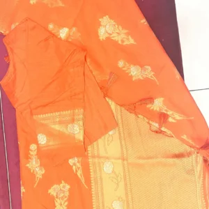 Royal Orange Zari Motif Saree