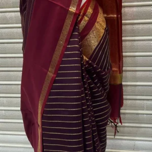 Royal Maroon Zari Stripe Saree