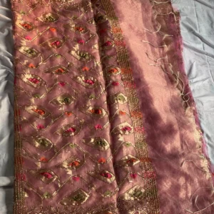 Rose Gold Abstract Embroidery Saree