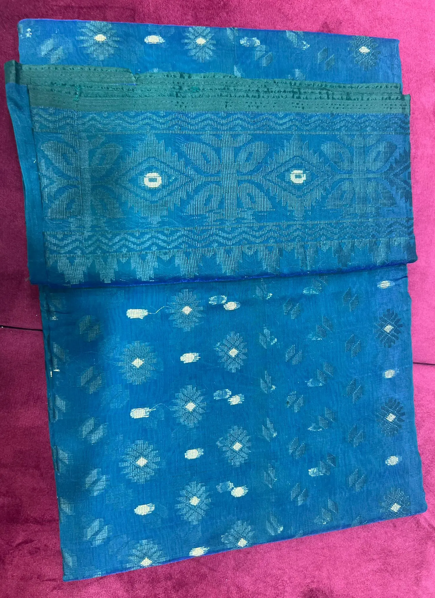 Deep Teal Heritage Weave Saree