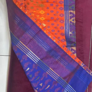 Royal Orange Ikat Contrast Saree