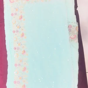 Mint Blossom Border Saree