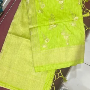 Lime Glow Zari Elegance Saree