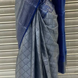 Steel Blue Jacquard Premium Saree