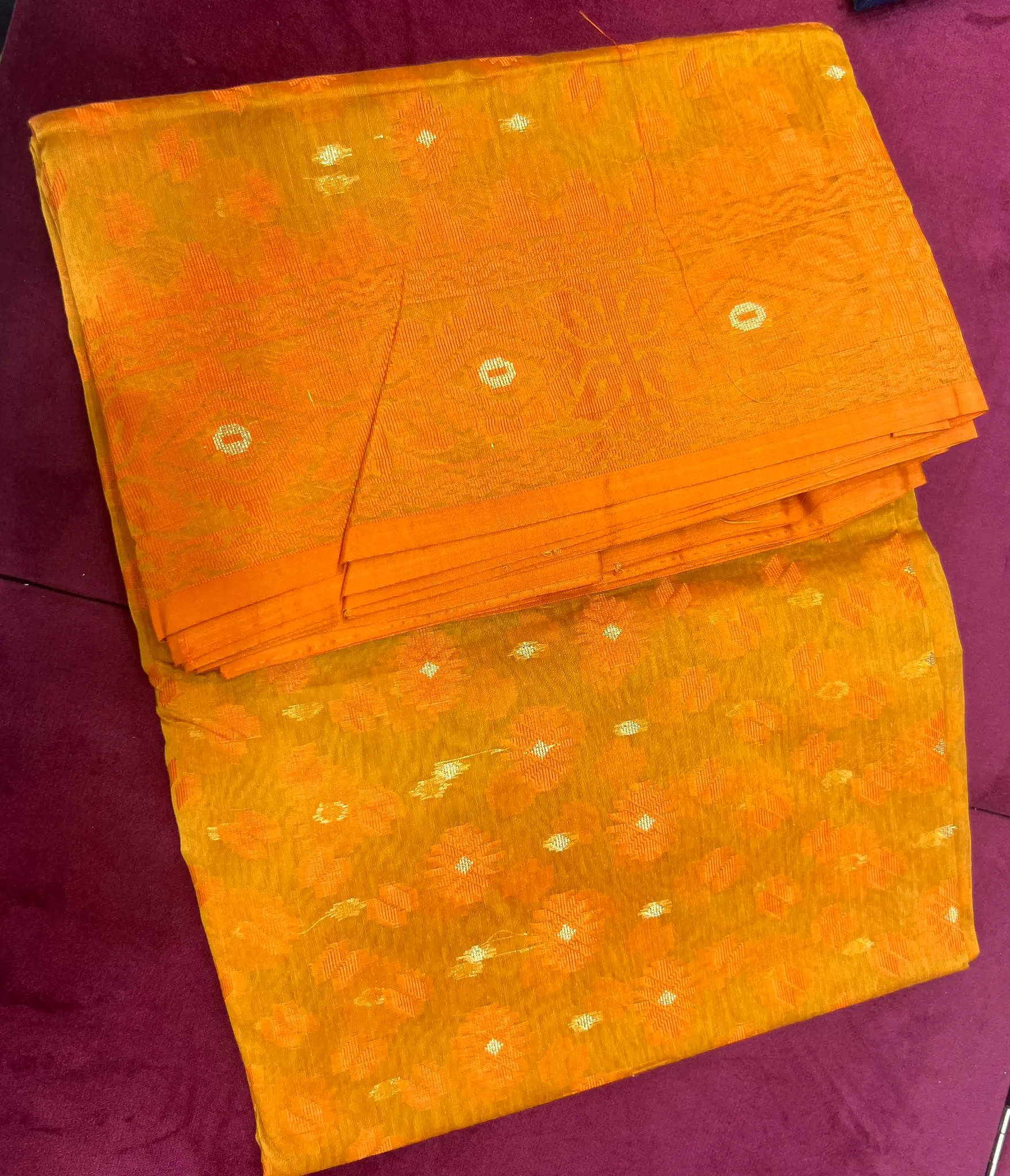 Sunset Orange Jamdani Saree