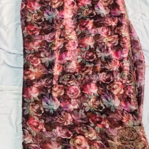 Wine Bloom Digital Print Saree