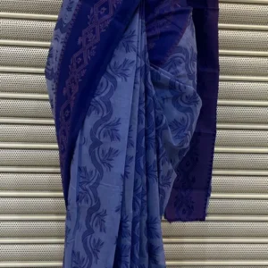 Indigo Blue Floral Jacquard Saree