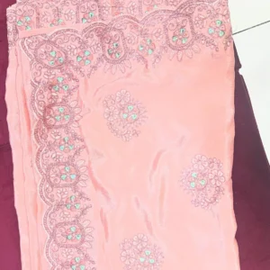 Soft Blush Embroidered Elegance Saree