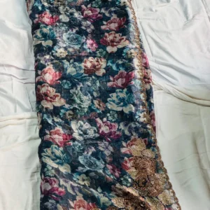 Midnight Floral Print Saree