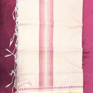 Ivory Red Stripe Classic Saree
