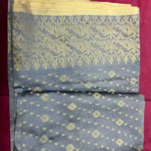 Steel Grey Gold Motif Saree