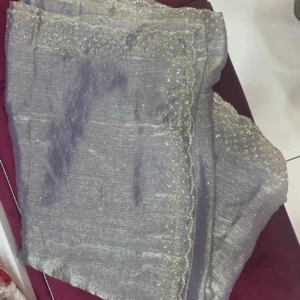 Silver Mist Shimmer Saree
