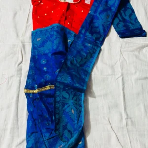 Royal Blue Printed Saree with Designer Blouse