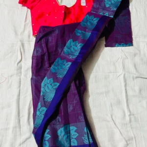 Royal Purple Printed Saree with Designer Blouse