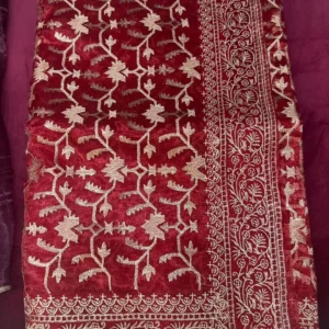 Royal Maroon Zari Embroidery Saree