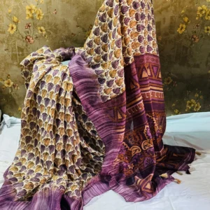 Royal Violet Floral Contrast Saree