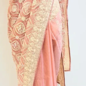 Blush Gold Heritage Embroidery Saree