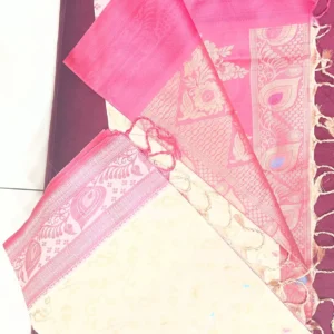 Blush Pink & Cream Contrast Saree