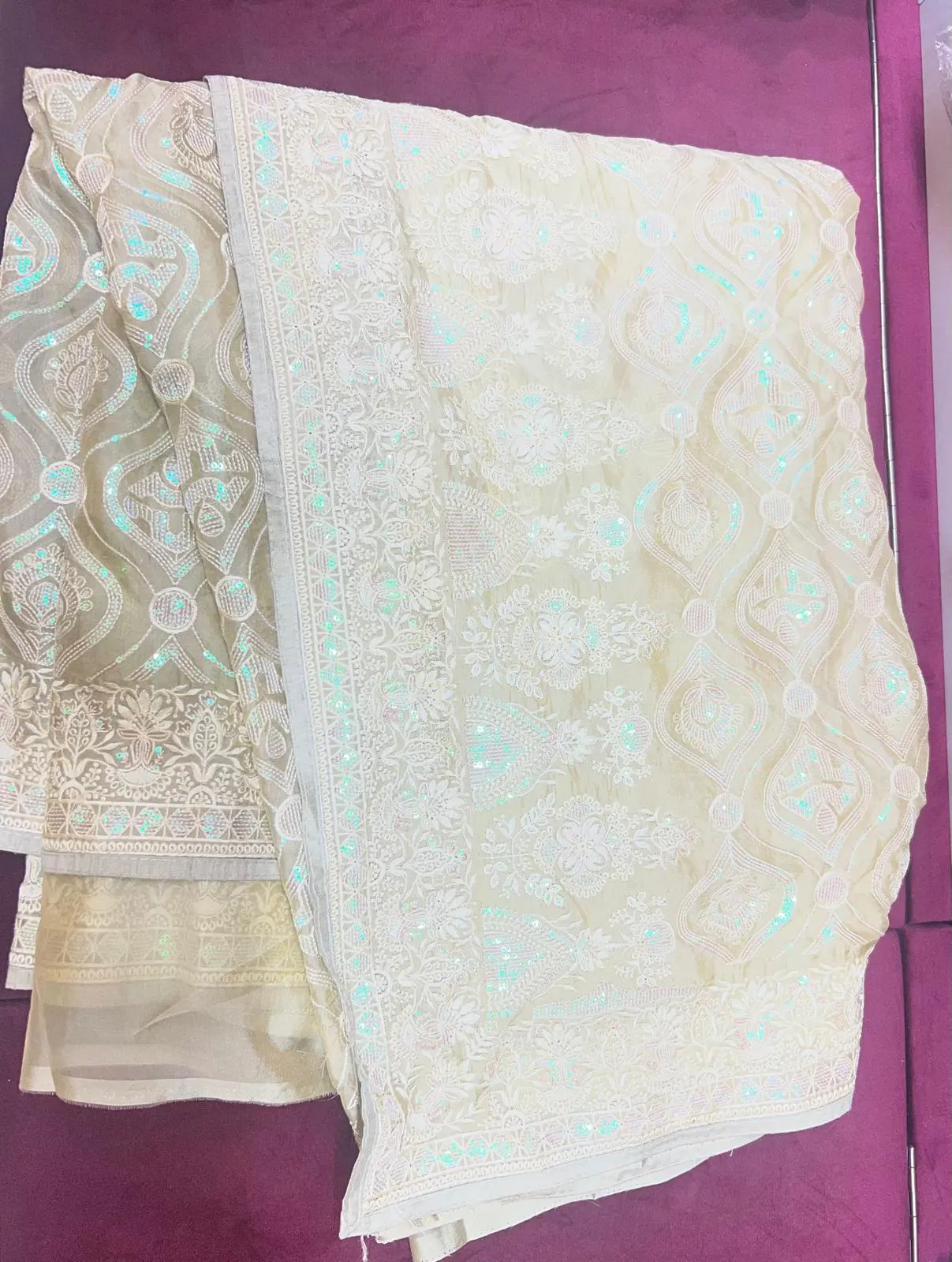 Ivory Aura Embroidery Saree