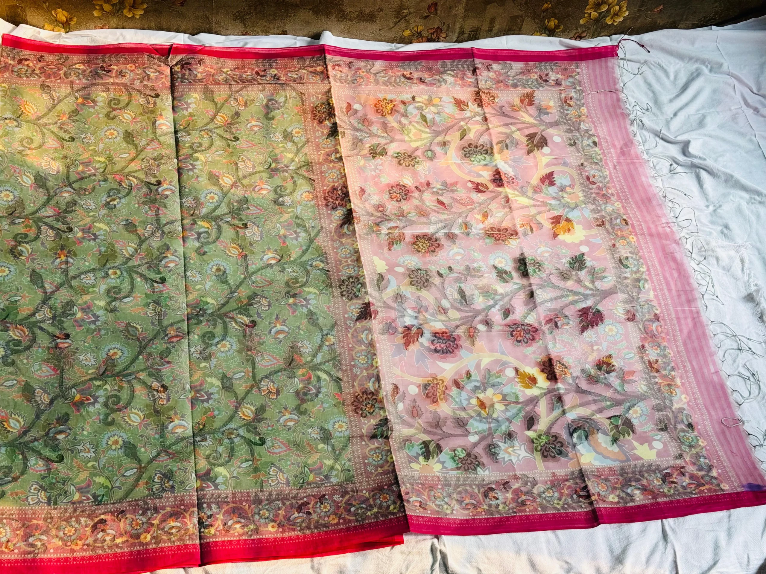 Dual Tone Garden Print Saree