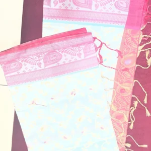 Sky Blue & Pink Contrast Saree