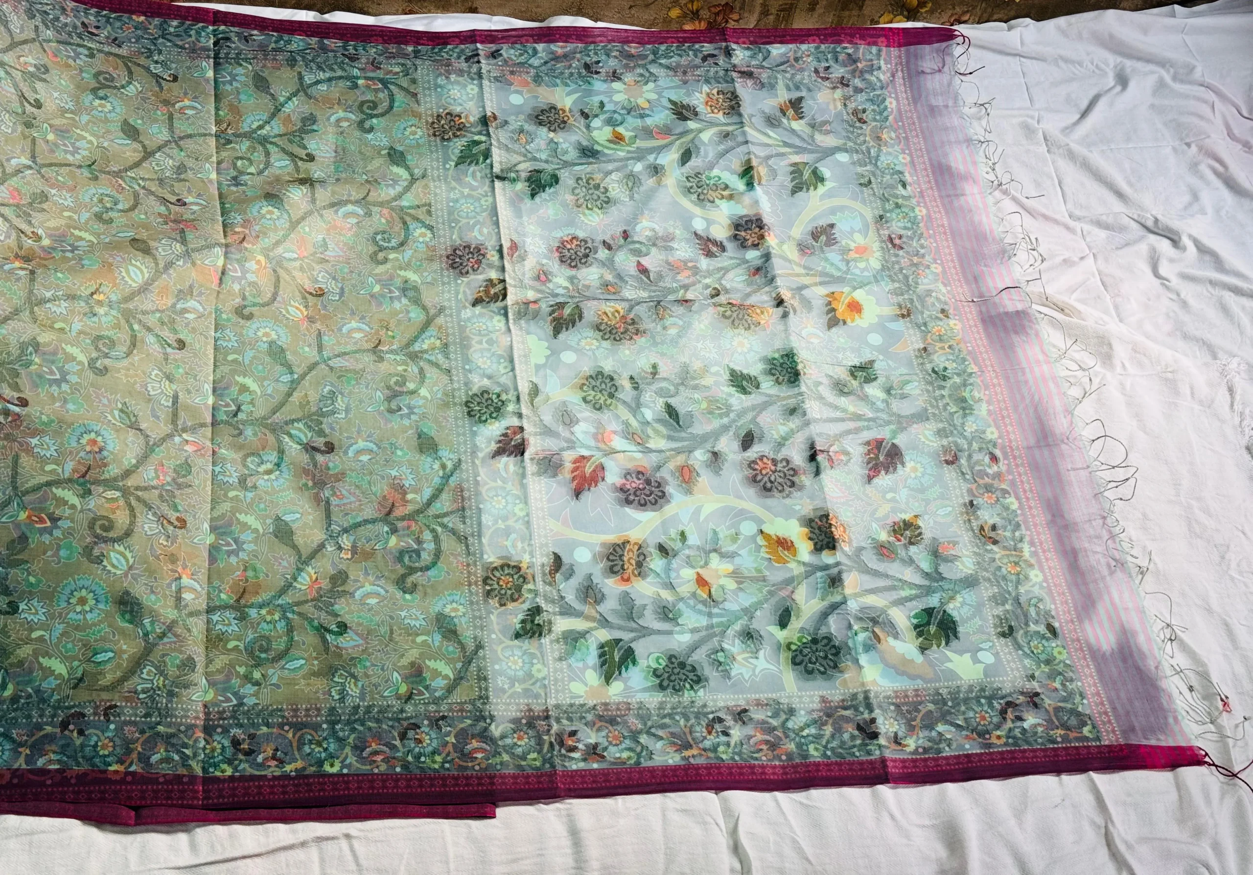 Aqua Meadow Dual Tone Saree