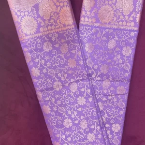Lavender Gold Floral Zari Saree