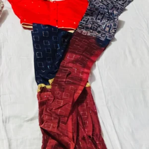 Dual Tone Red-Navy Geometric Saree