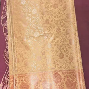 Champagne Gold Floral Zari Saree