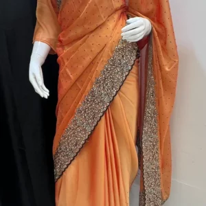 Peach Luxe Embroidered Border Saree