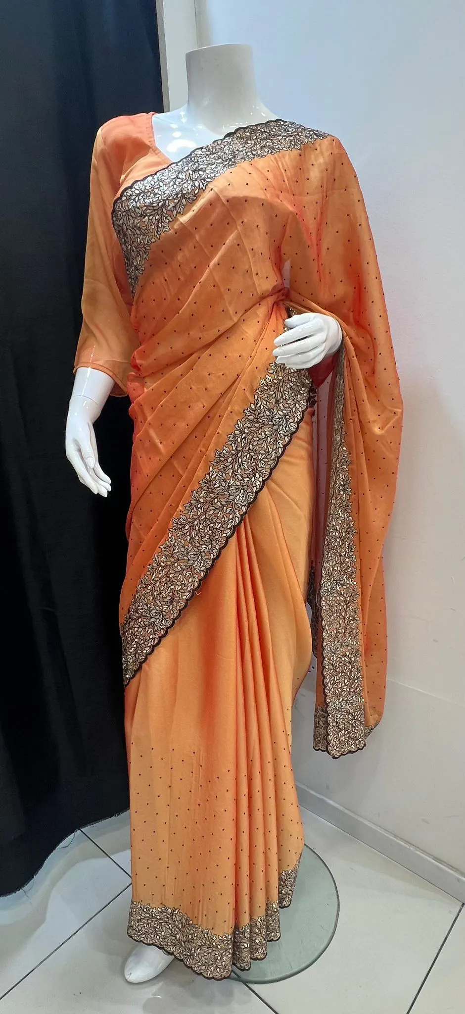 Peach Luxe Embroidered Border Saree