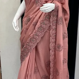Dusty Rose Handwork Elegance Saree