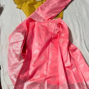 Soft Coral Pink Jacquard Saree