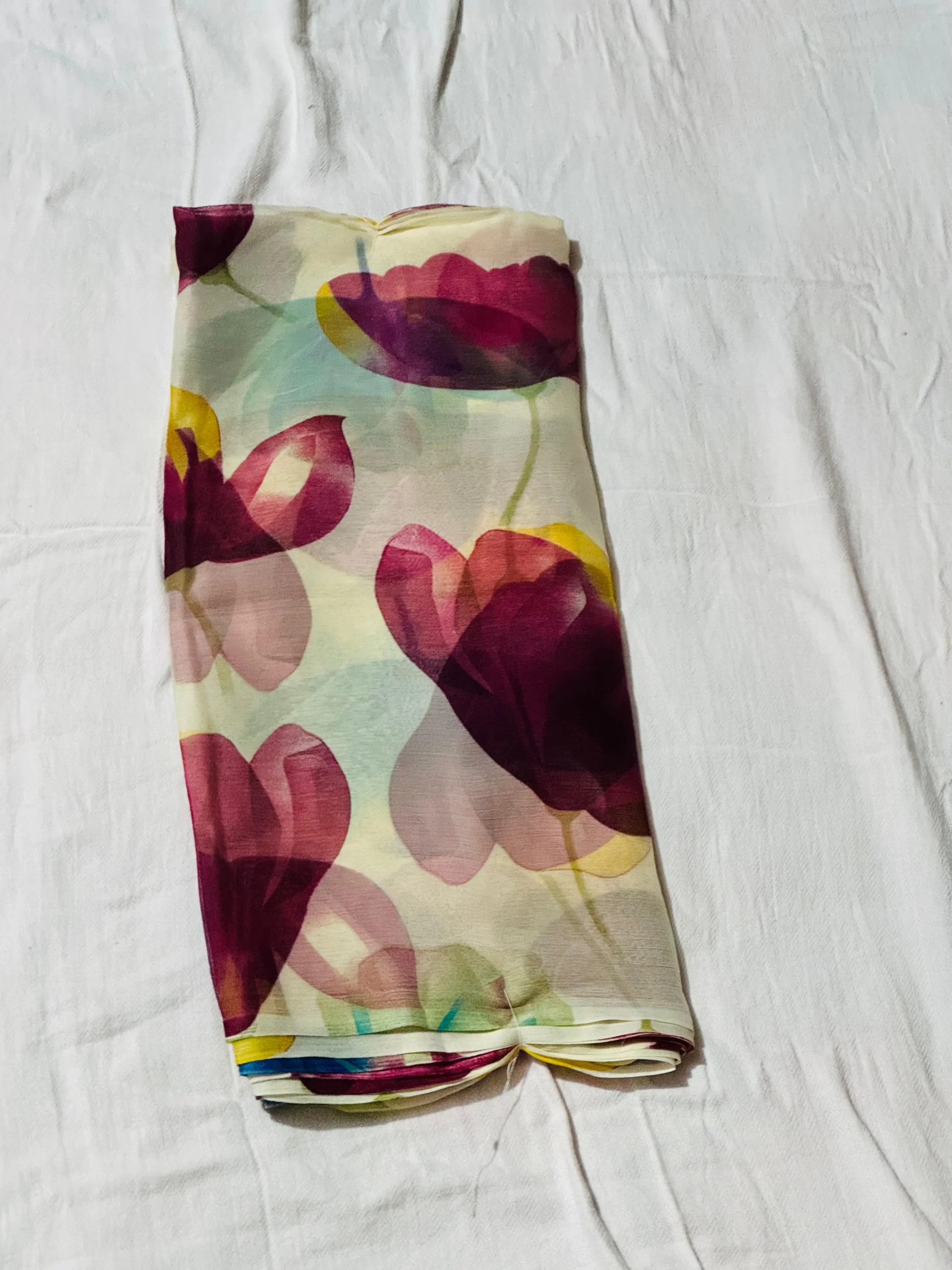 Soft Pastel Floral Print Saree