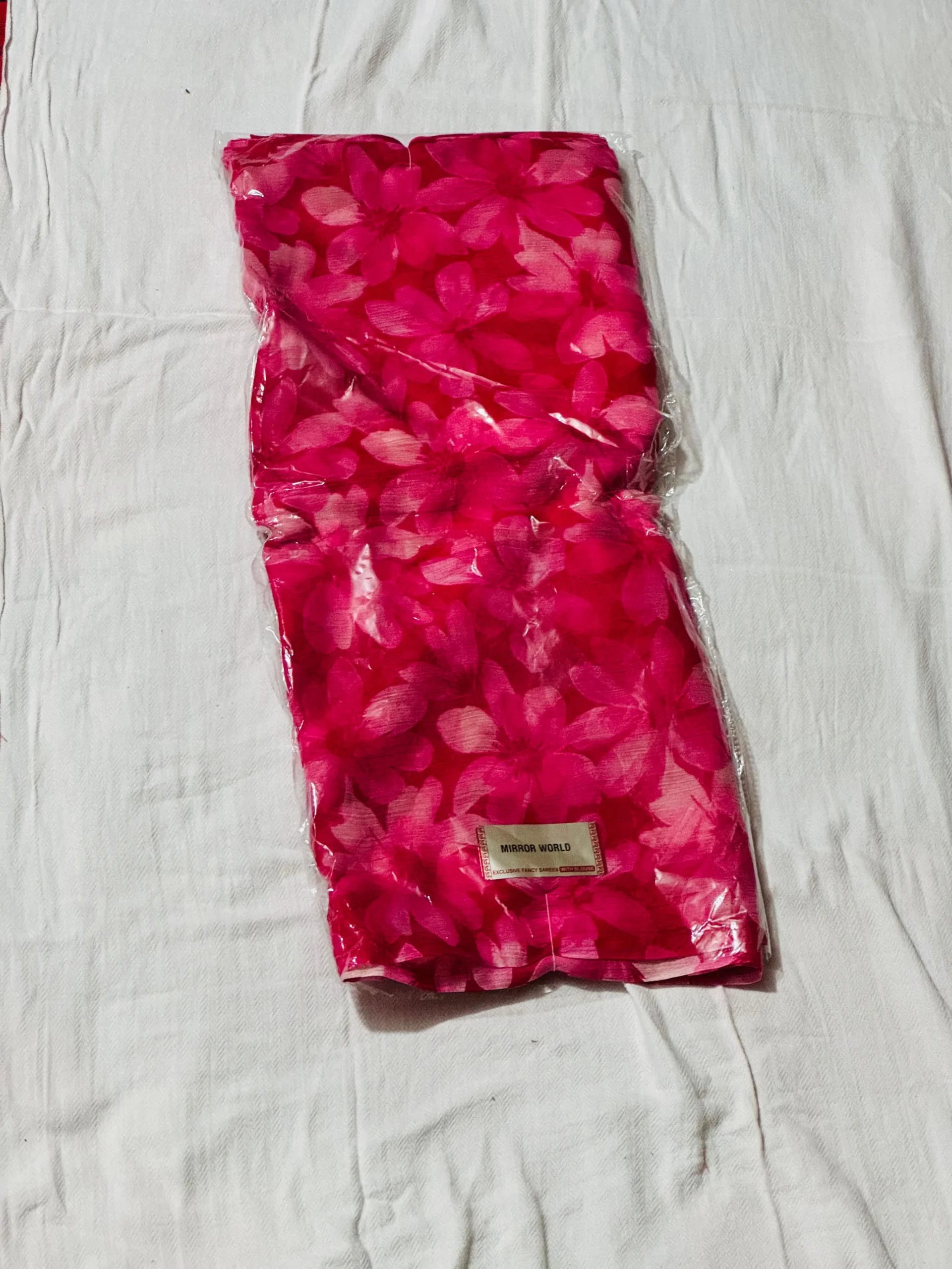 Hot Pink Blossom Print Saree