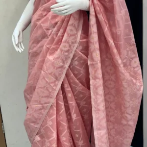 Blush Pink Jamdani Style Saree