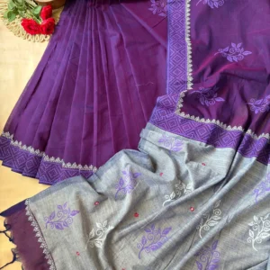 Royal Purple & Silver Floral Saree